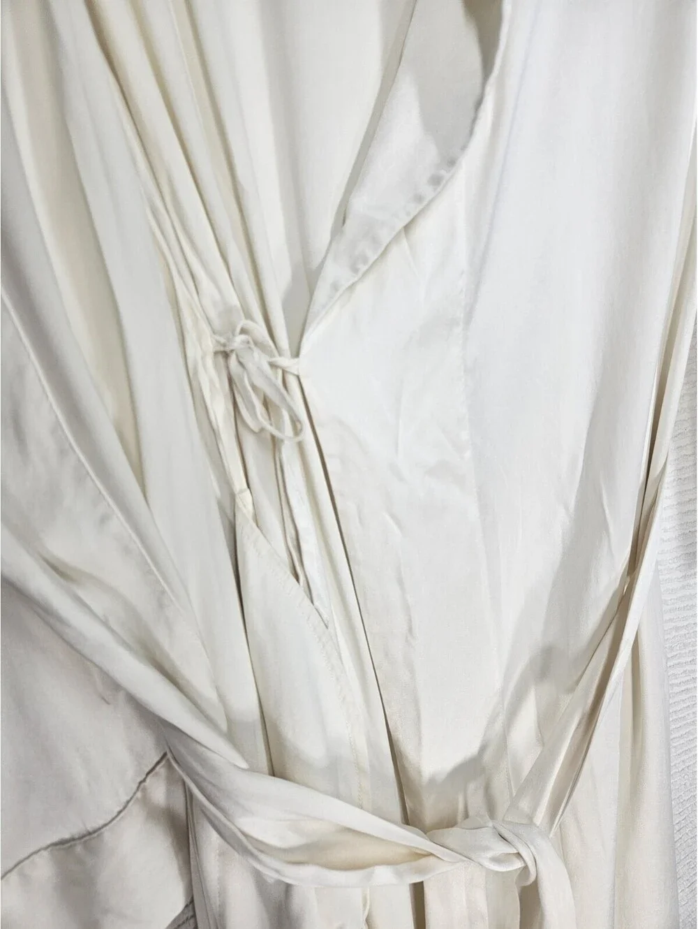 Ivory Satin Robe 93% Silk Brooks Brothers S Dressing Gown wSash Bridal Wedding